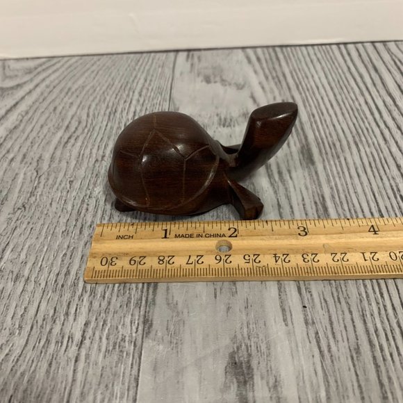 Vintage Kitschy Hand Carved Mini Wood Turtle Figurine - Picture 6 of 7